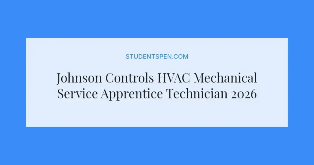 Johnson Controls HVAC Mechanical Service Apprentice Technician 2026