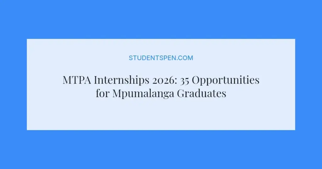 MTPA Internships 2026: 35 Opportunities for Mpumalanga Graduates