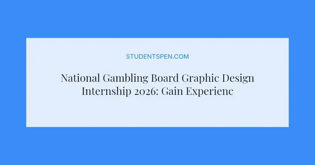 National Gambling Board Graphic Design Internship 2026: Gain Experience and Earn R12,000 Monthly