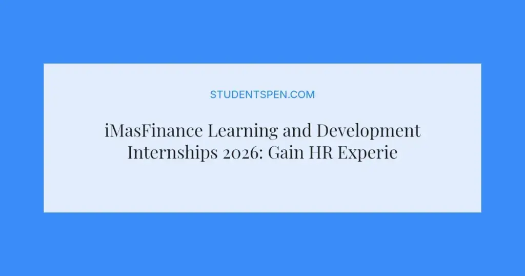 iMasFinance Learning and Development Internships 2026: Gain HR Experience