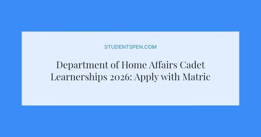 Department of Home Affairs Cadet Learnerships 2026: Apply with Matric