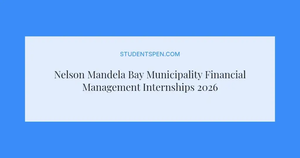 Nelson Mandela Bay Municipality Financial Management Internships 2026