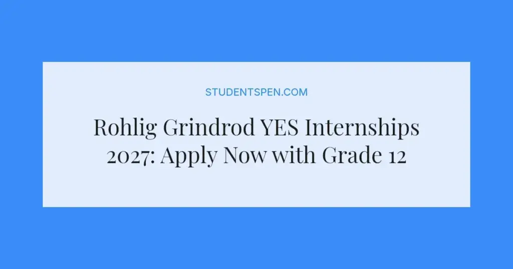 Rohlig Grindrod YES Internships 2027: Apply Now with Grade 12