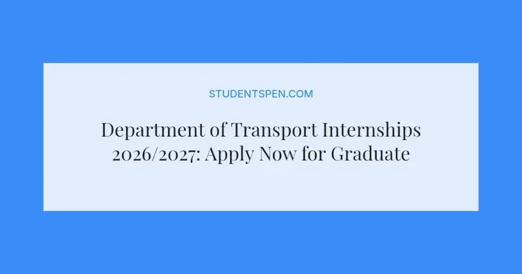 Department of Transport Internships 2026/2027: Apply Now for Graduate Programme