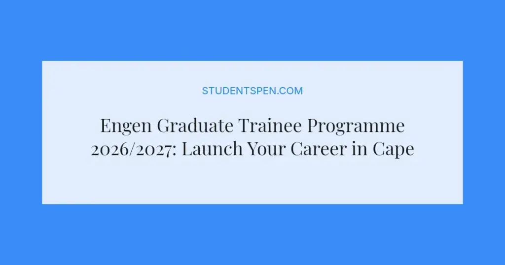 Engen Graduate Trainee Programme 2026/2027: Launch Your Career in Cape Town