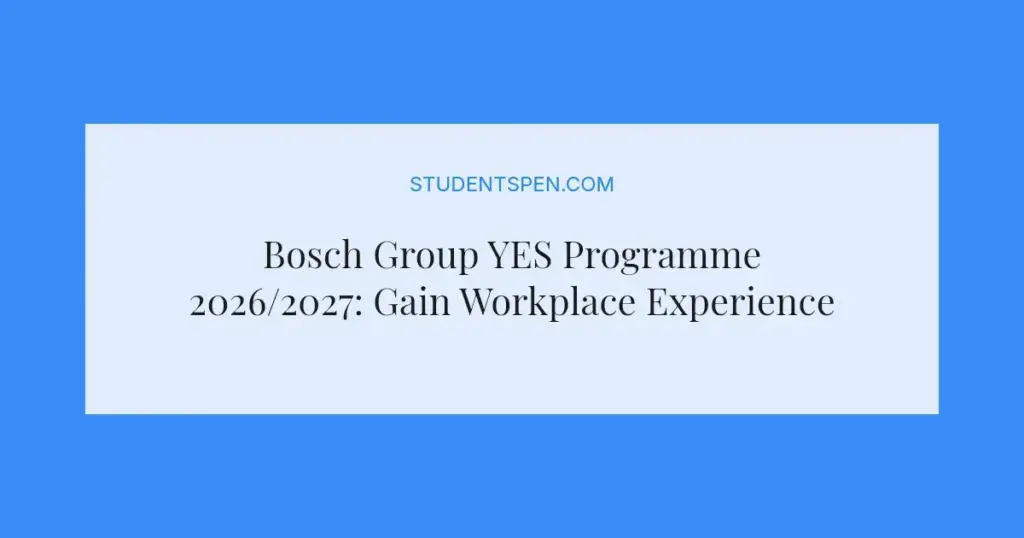 Bosch Group YES Programme 2026/2027: Gain Workplace Experience